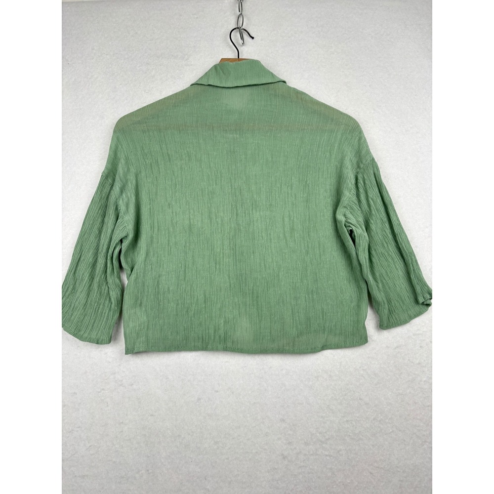 The Sweet Collective Button Down Shirt Womens Small Cropped Textured - Picture 3 of 8
